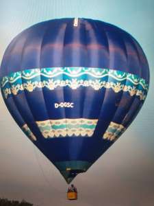 G-BLUE hot air balloon, seen on 6 September 2026. Photograph by Dave