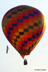 G-CFAY hot air balloon, added to the archive 27 August 2026. Photograph by Kevin Boon