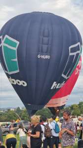 G-HUBO hot air balloon, a Cameron Z-105, seen at Long Ashton, North Somerset, United Kingdom on 10 August 2023. Photograph by Dave